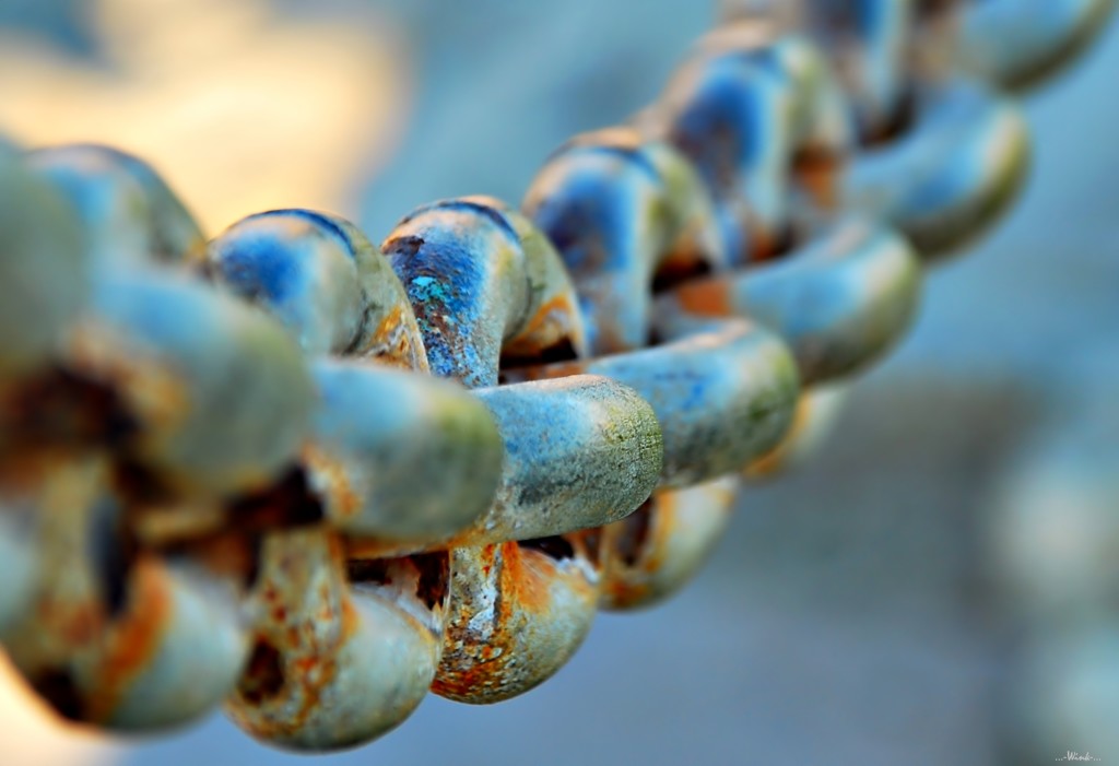 A photograph of an aged chain